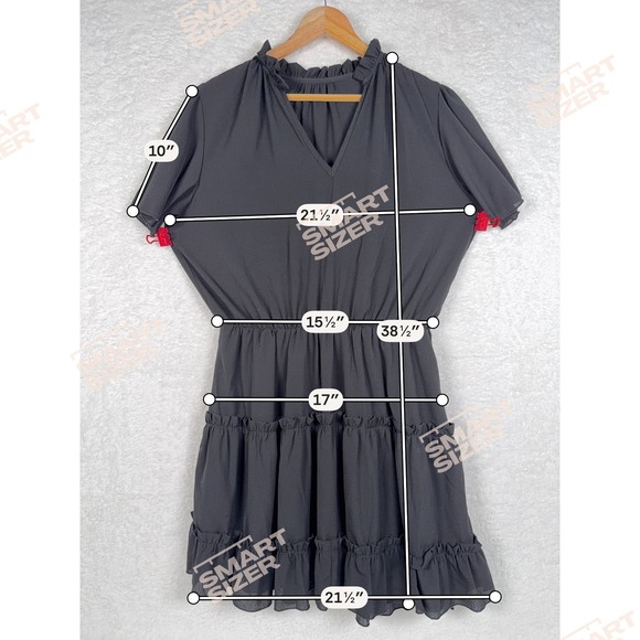 Unbranded Tiered Ruffle Mini Dress Women XL Black V-Neck Flutter Sleeve Casual - Picture 8 of 9